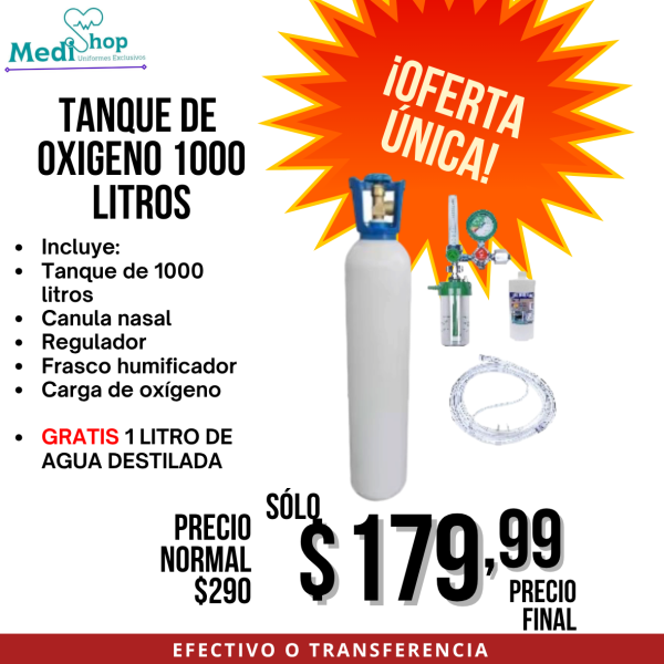 KIT TANQUE DE OXIGENO 1000 LITROS SIN CARRITO