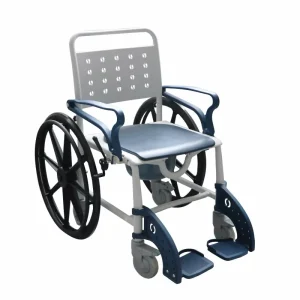 Silla de ruedas multifunción 18" de poliuretano (movilidad, inodoro y ducha)